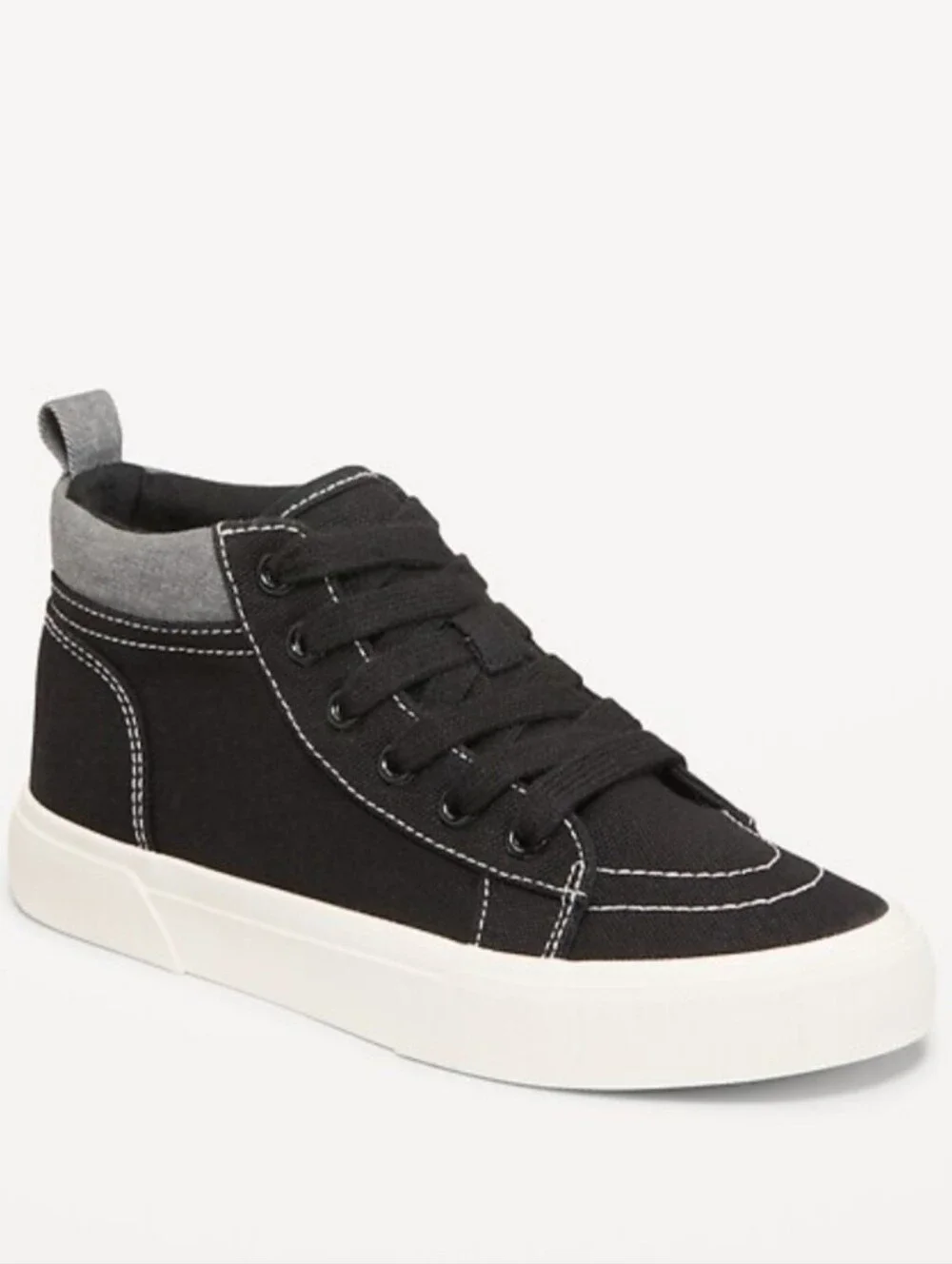 Old Navy Kids Black High-Top Canvas Sneakers with Gray Collar
